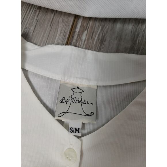 NWT Spirithouse white Button Down Top Size S/M Cotton Blend Long Sleeve - Picture 7 of 9